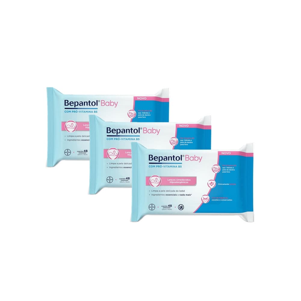 Kit 3 Lenço Umedecido Bepantol Baby 48 Unidades