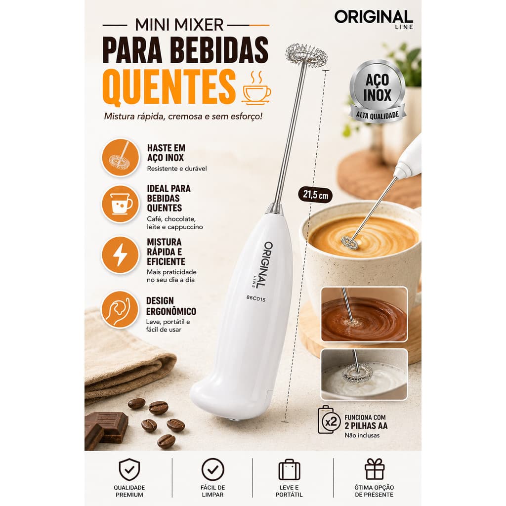 Misturador de Bebidas Café Drinks Leite Chocolate Mamadeira Whey Protein Mixer Ponta Inox
