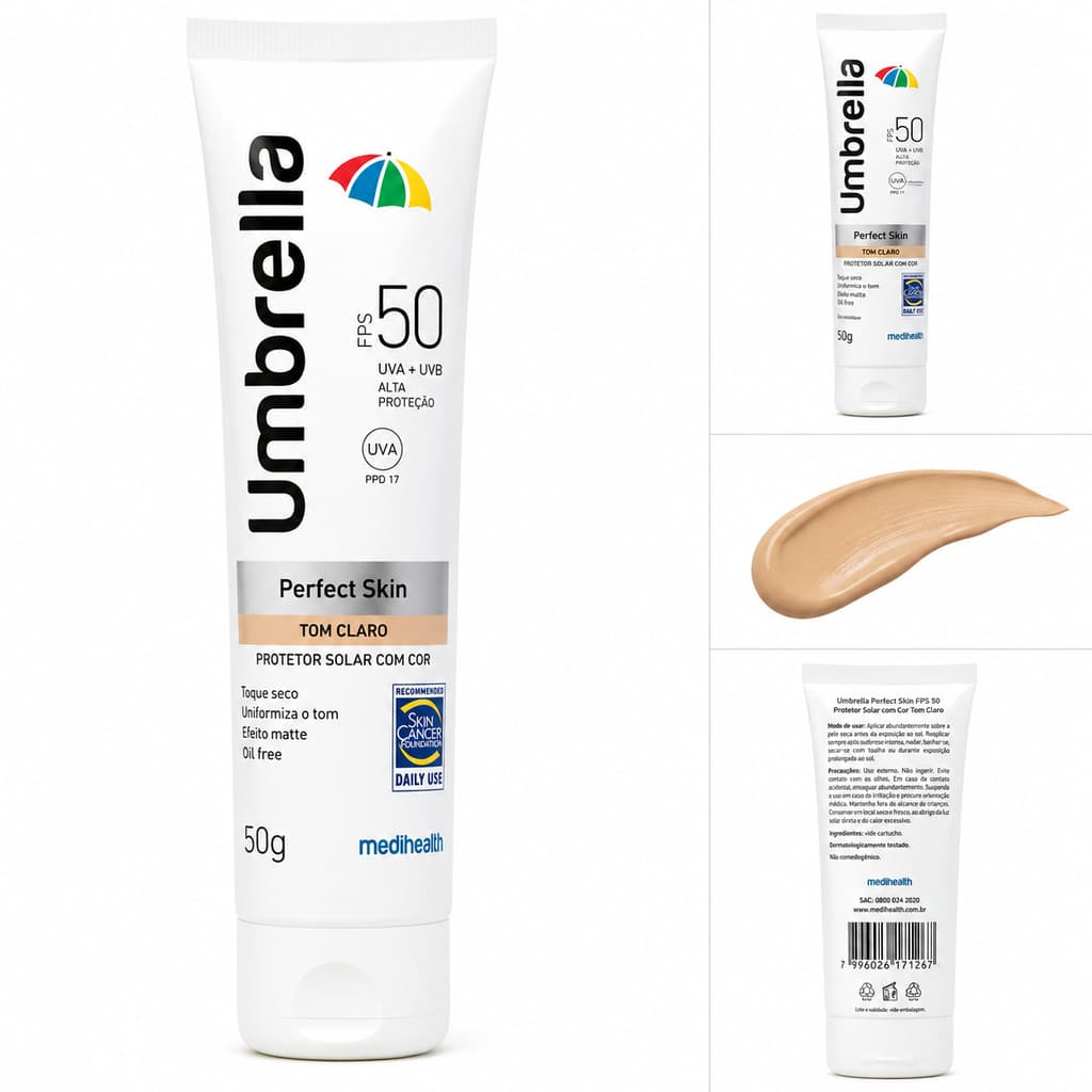 Protetor Solar Umbrella Perfect Skin Tom Claro Fps 50 com 50g