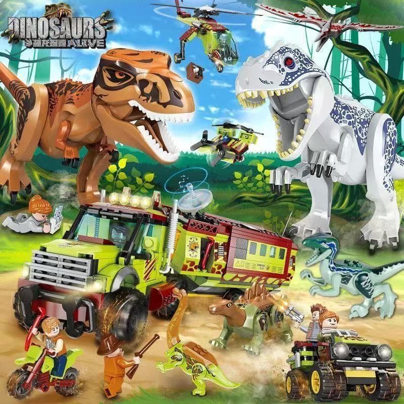 500 peças de blocos de montar Lego, modelo de dinossauro Tyrannosaurus Velociraptor para montar, para meninos.