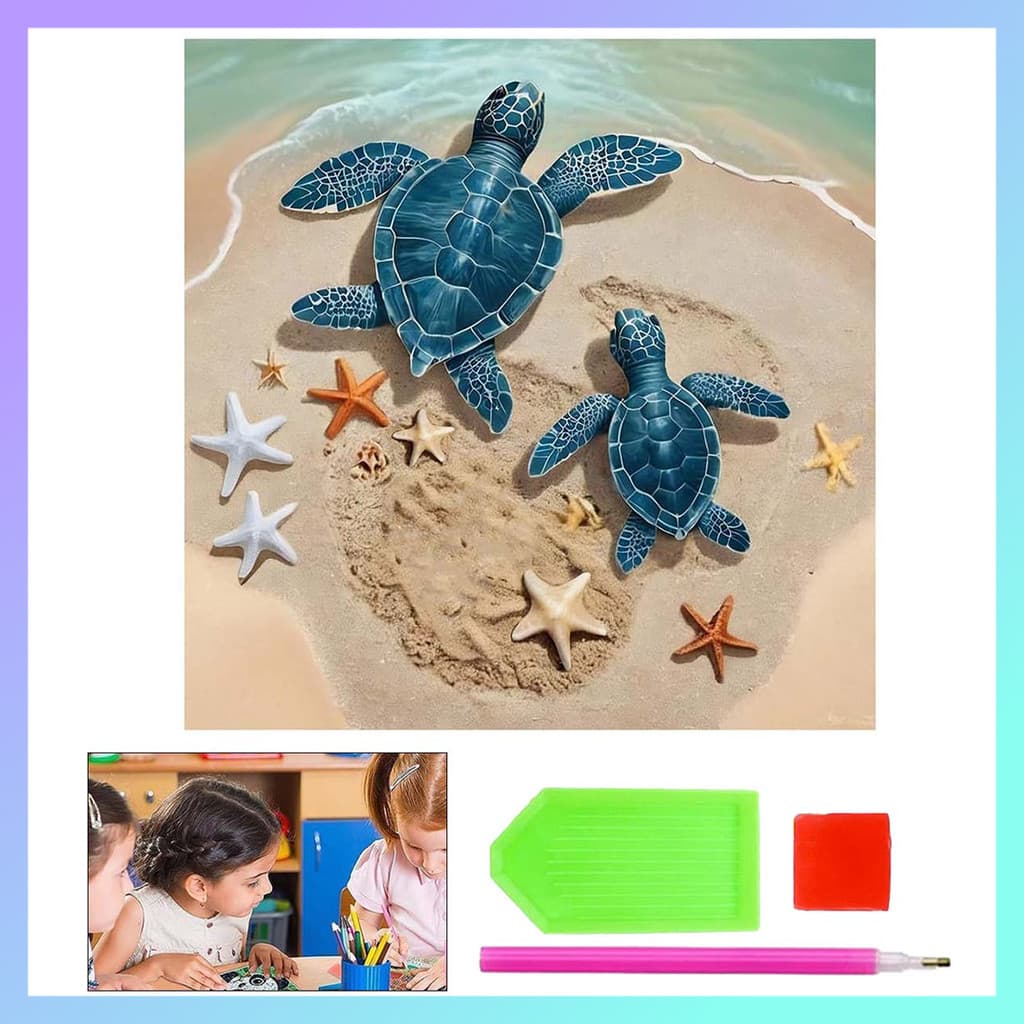 Pintura Diamante Kit tartaruga das crianças, pintura diamante redondo adulto 5D Diamante Pintura Da Arte DIY