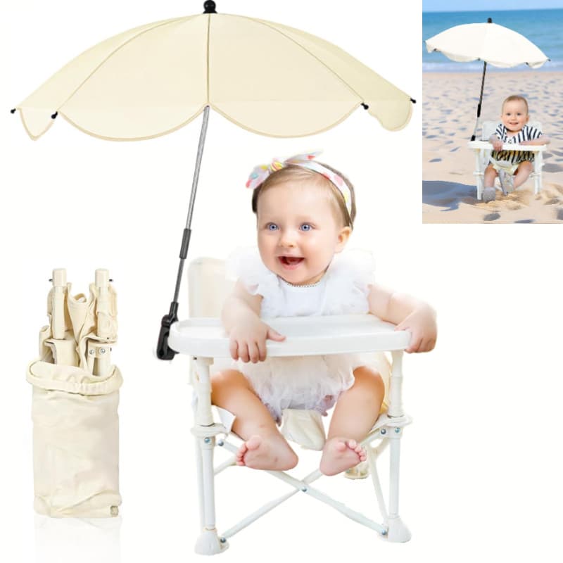 Cadeira de praia para bebês ao ar livre com guarda-sol, cadeira de elevação dobrável para bebês