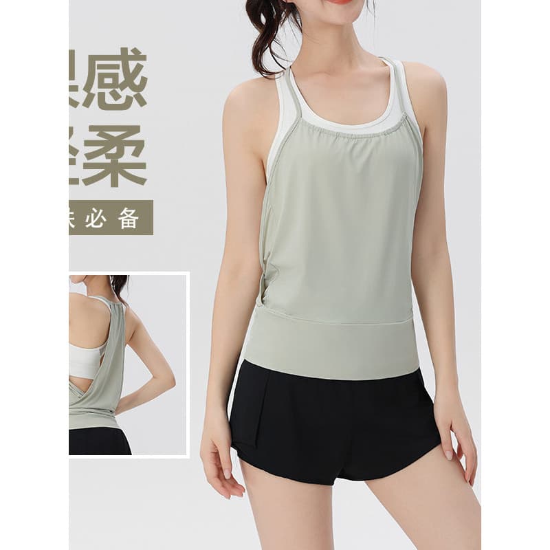 Verão roupas de Yoga colete superior feminino solto fino exterior usar roupas de Fitness de secagem rápida nu sem mangas