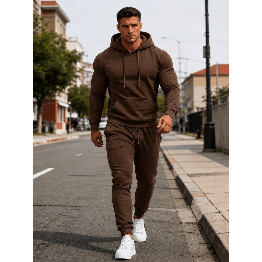 Conjunto Moletom Blusa De Frio + Calça Abrigo Modelo Bolso Canguru Basico Fashion