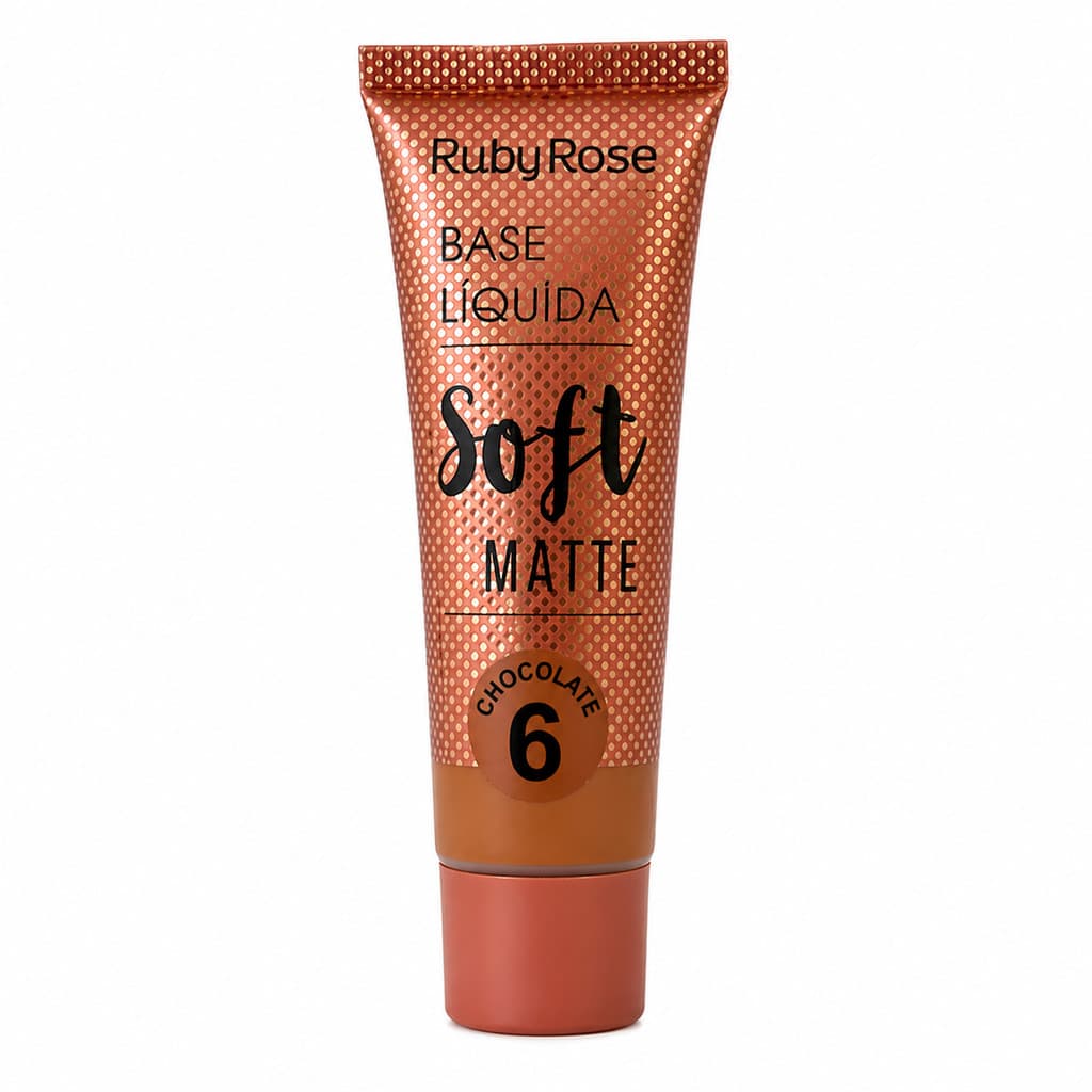 Base Líquida Ruby Rose Soft Matte Alta Cobertura Chocolate 6