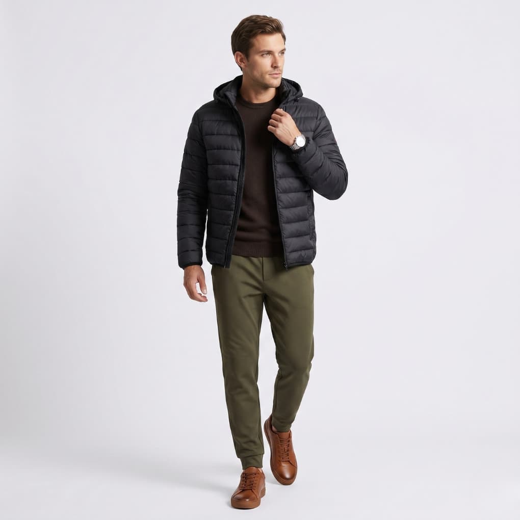 Jaqueta Masculina Puffer Com Capuz jaqueta puffer jaqueta puffer masculina jaqueta jeans masculina