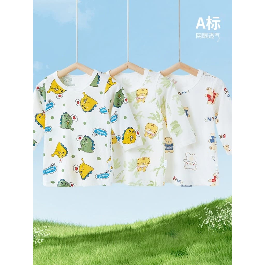 2 peças bebê verão fino topo bebê menino menina bebê manga comprida camiseta pijamas do bebê meninos meninas roupas Base