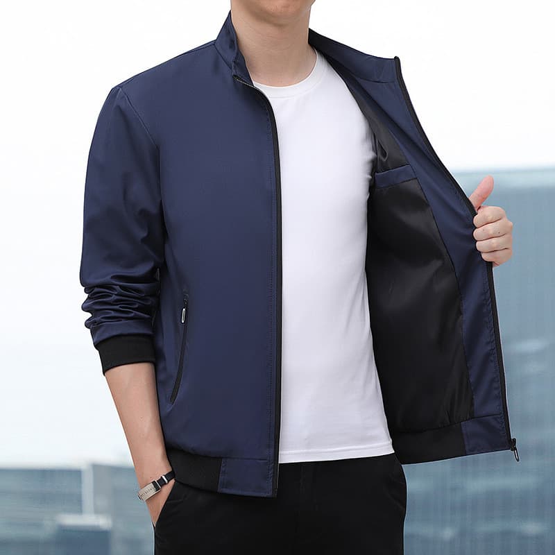 Jaqueta masculina outono novo estilo gola alta jaqueta simples Plus Size novo estilo masculino jovem jaqueta superior