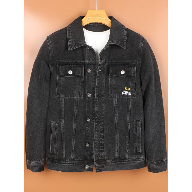 2026 novo estilo lapela macacão jaqueta jeans masculina primavera outono americano Retro lavado jaqueta masculina na mod