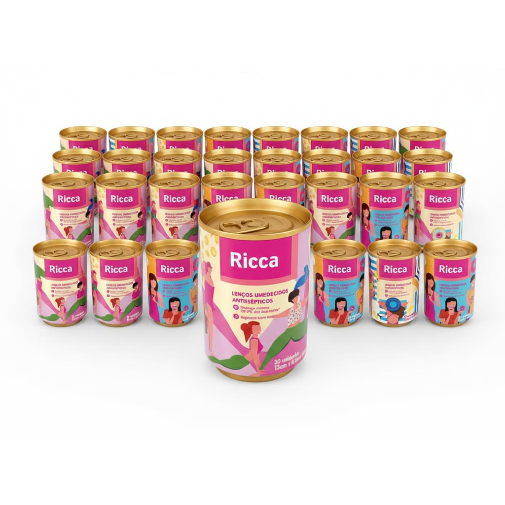 Kit 30 Lencos Umedecidos Antissepticos Ricca 30 Un 3799