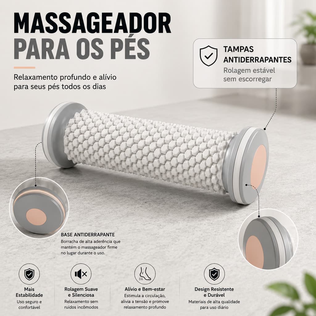 Rolo de Massagem para Pés com Bola Massageadora Manual para Fáscia Plantar Relaxamento Muscular Alívio da Dor nos Pés