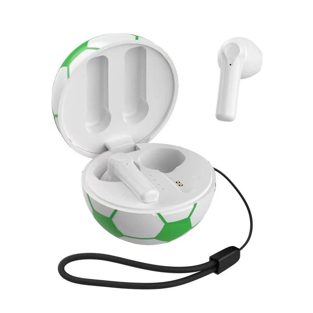 Mini fone de ouvido Bluetooth de futebol, fone de ouvido estéreo para ouvir músicas, chamadas, fone de ouvido esportivo 