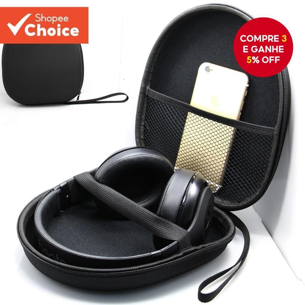 PU Universal Grande EVA Fone De Ouvido Caso Portátil Bolsa De Armazenamento À Prova De Choque Para Fones Bluetooth Preto
