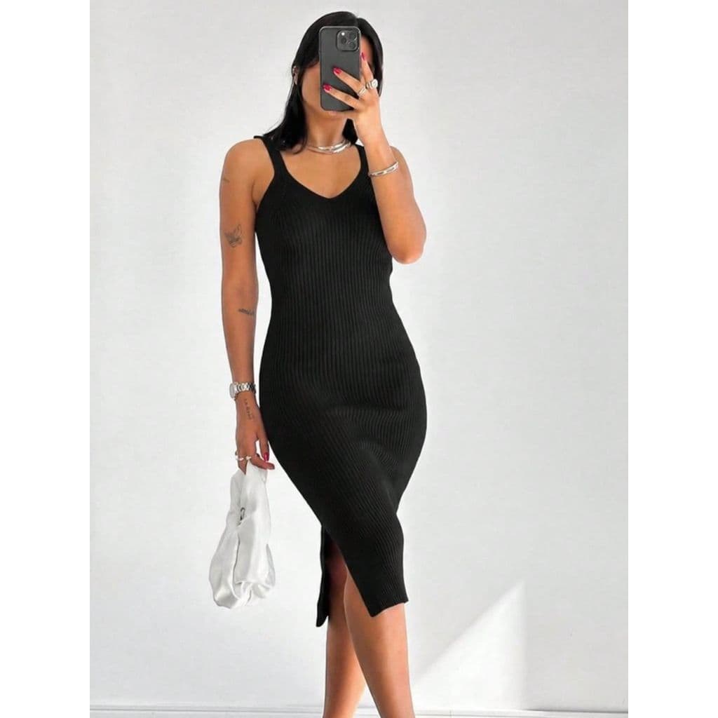 Vestido Feminino Colado Midi Canelado, vestido canelado feminino, vestido midi feminino, vestido midi canelado
