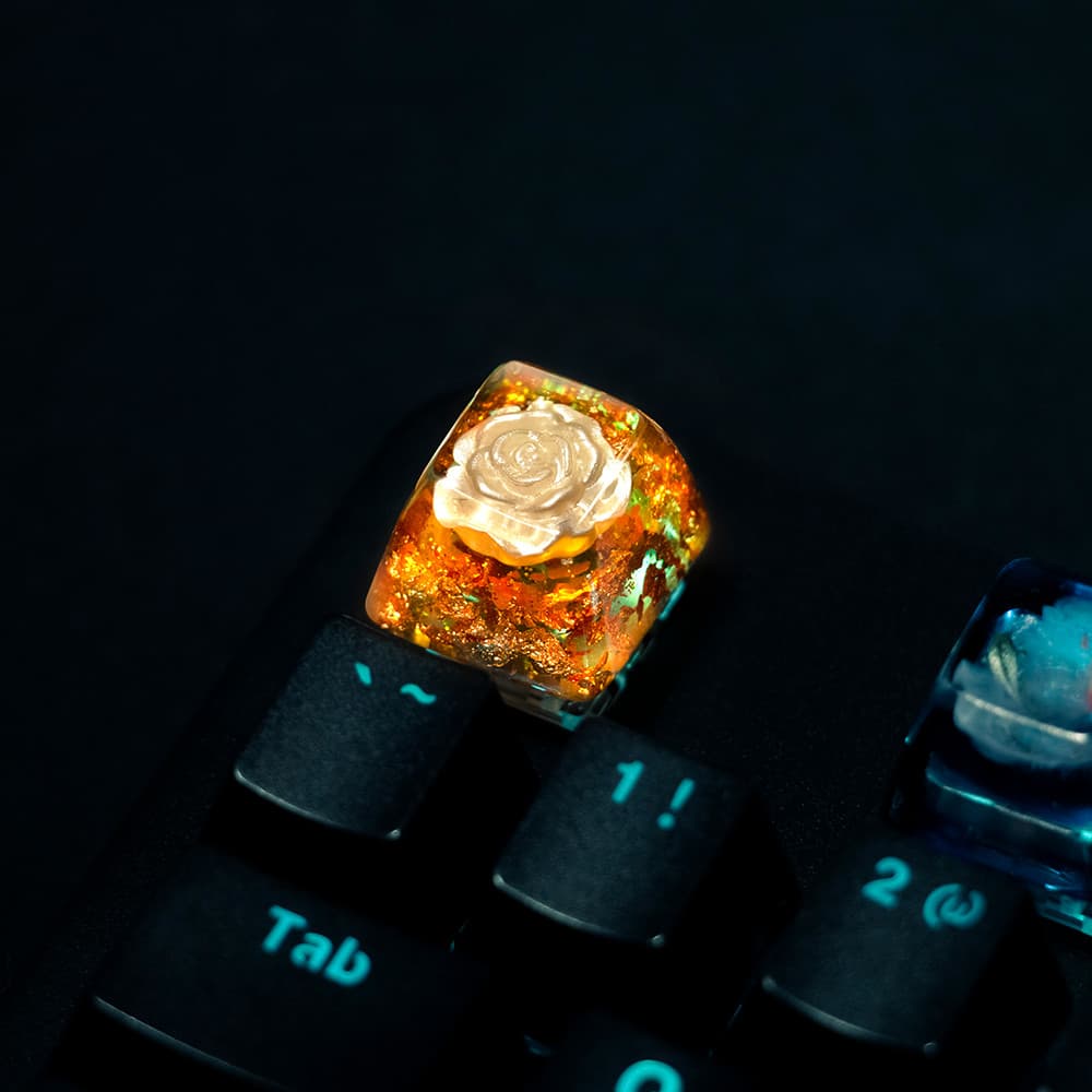 [Knight e His Holy War Rose] Teclado mecânico translúcido Original, tampa de teclado de resina criativa única