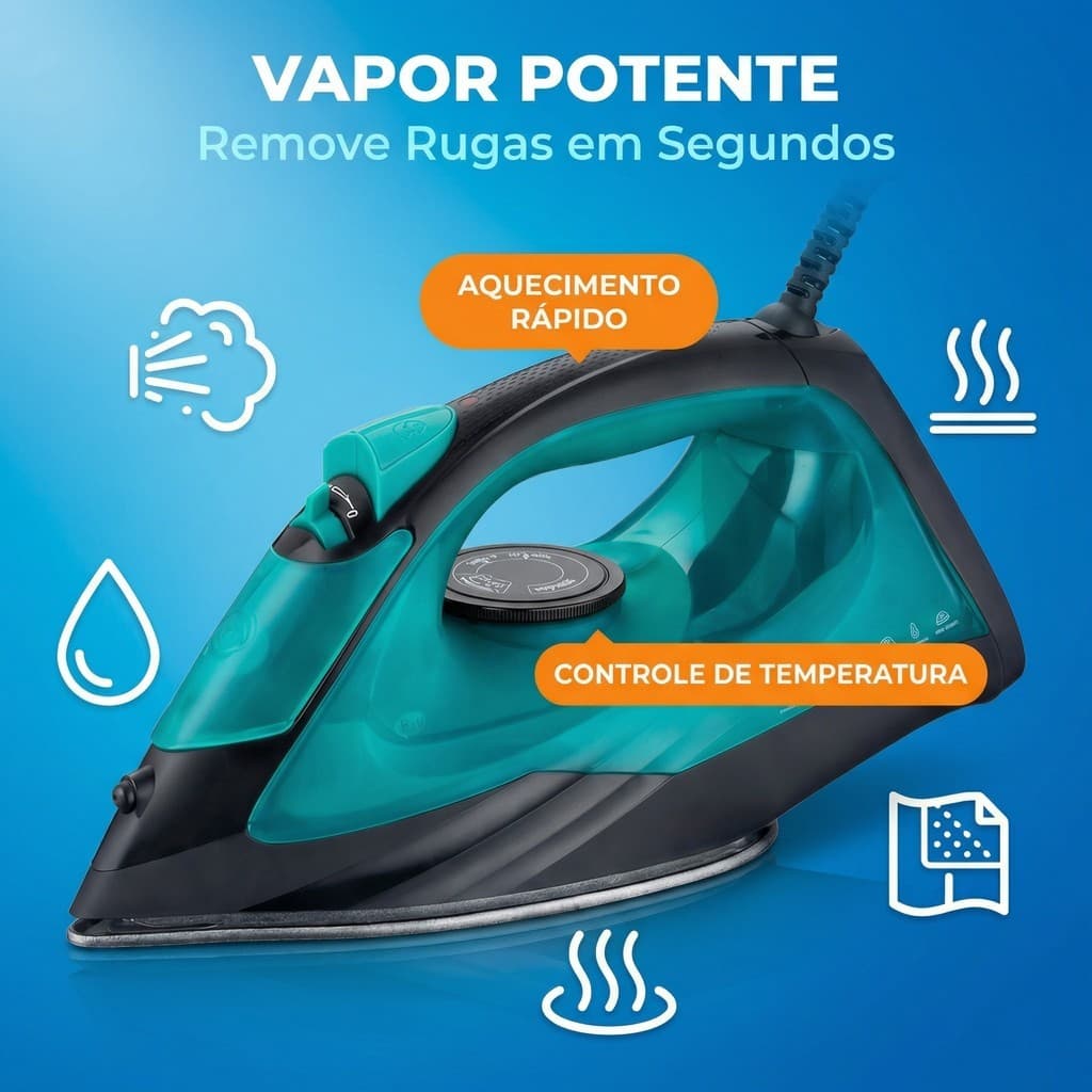 Ferro De Passar A Vapor Vapor Intenso E Aquecimento Rápido