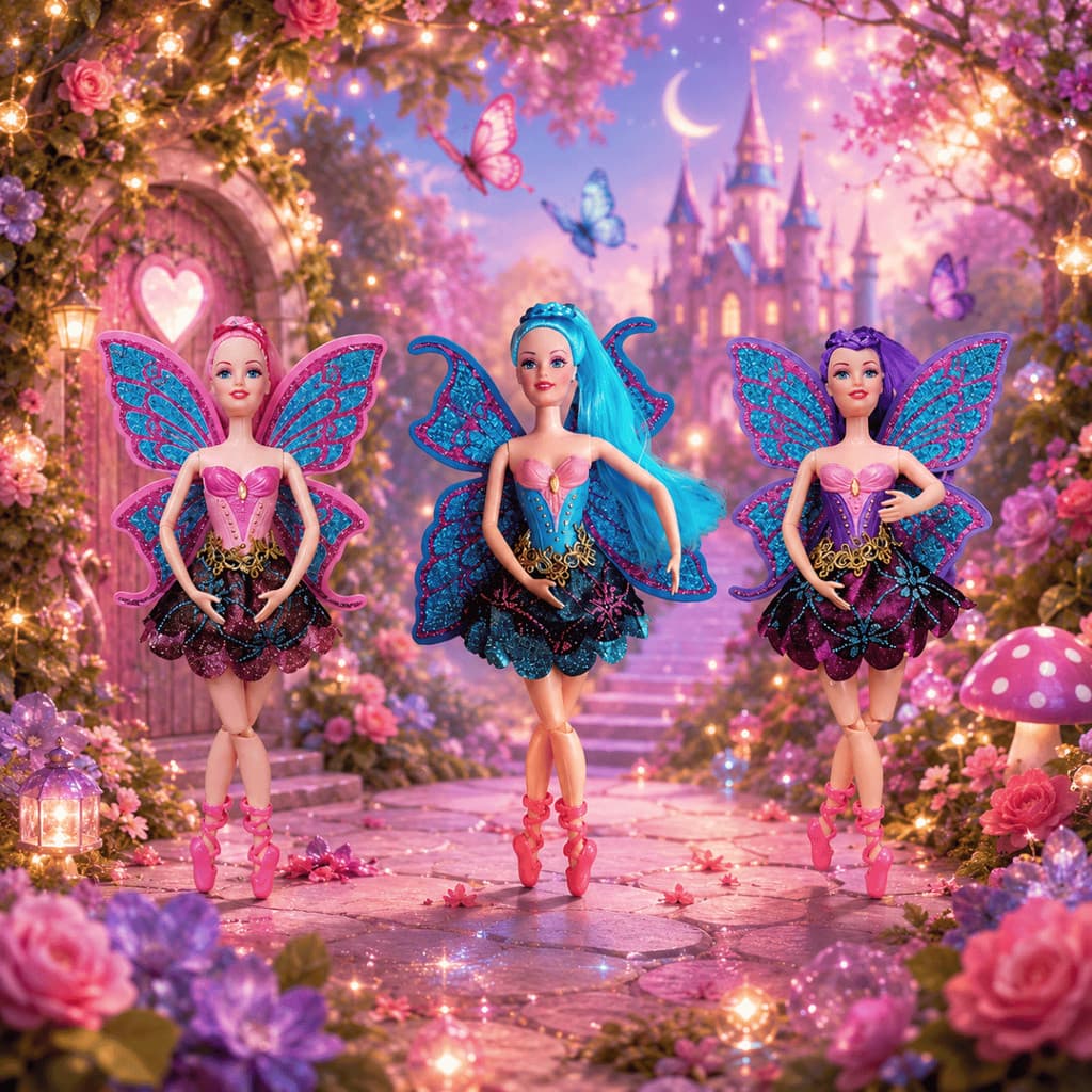 Brinquedo de Boneca Fada Ballet  Bailarina Articulada Linda presente Rosa Roxo e Azul