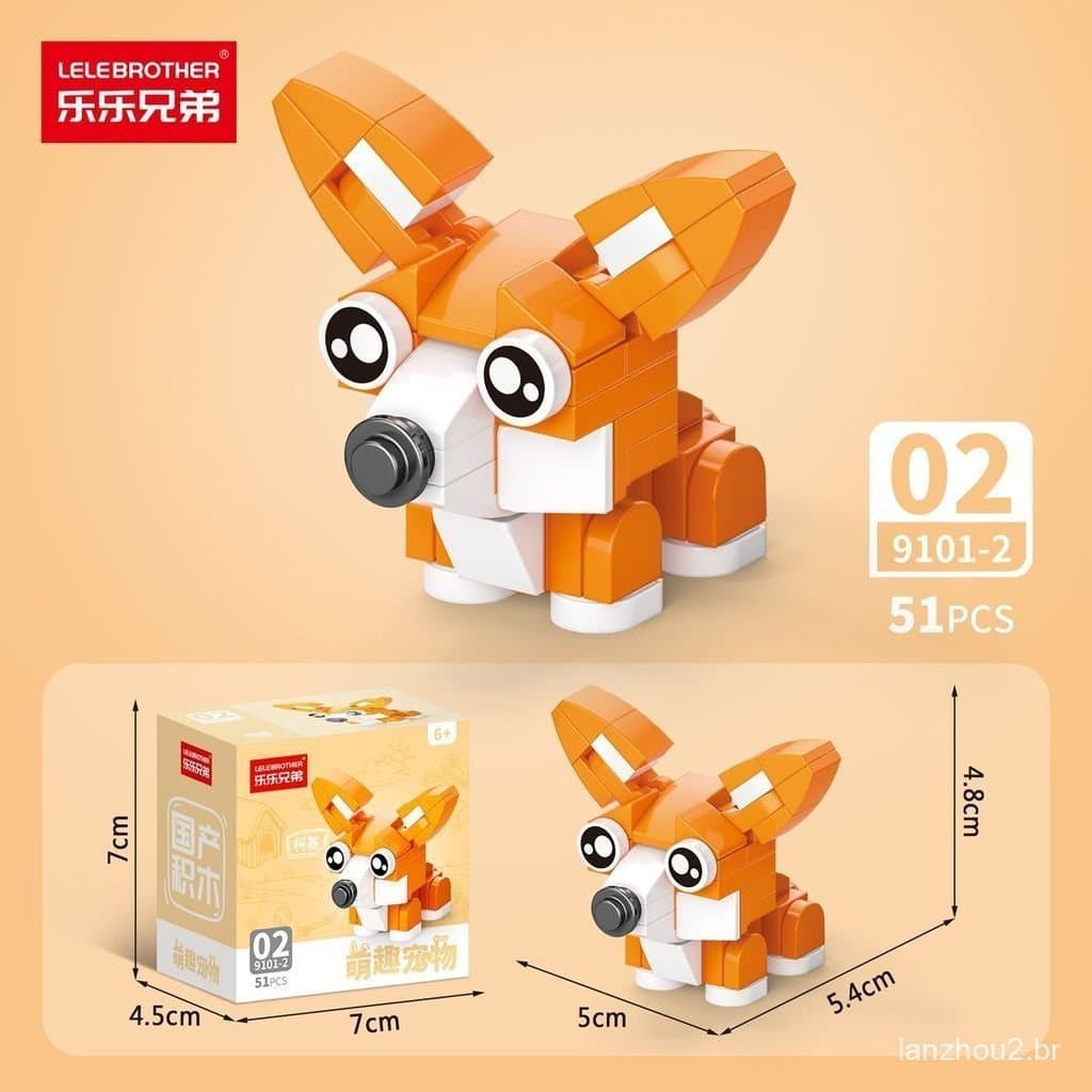 Compatível com blocos Lego, cachorrinhos e coelhinhos fofos, brinquedos de blocos de montar para crianças, um presente p
