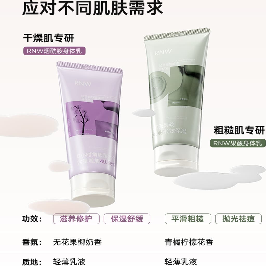 R RNW Niacinamida Loção Corporal Ácido de Frutas Hidratante Hidratante Polimento Remoção de Acne Hidratante Hidratante O