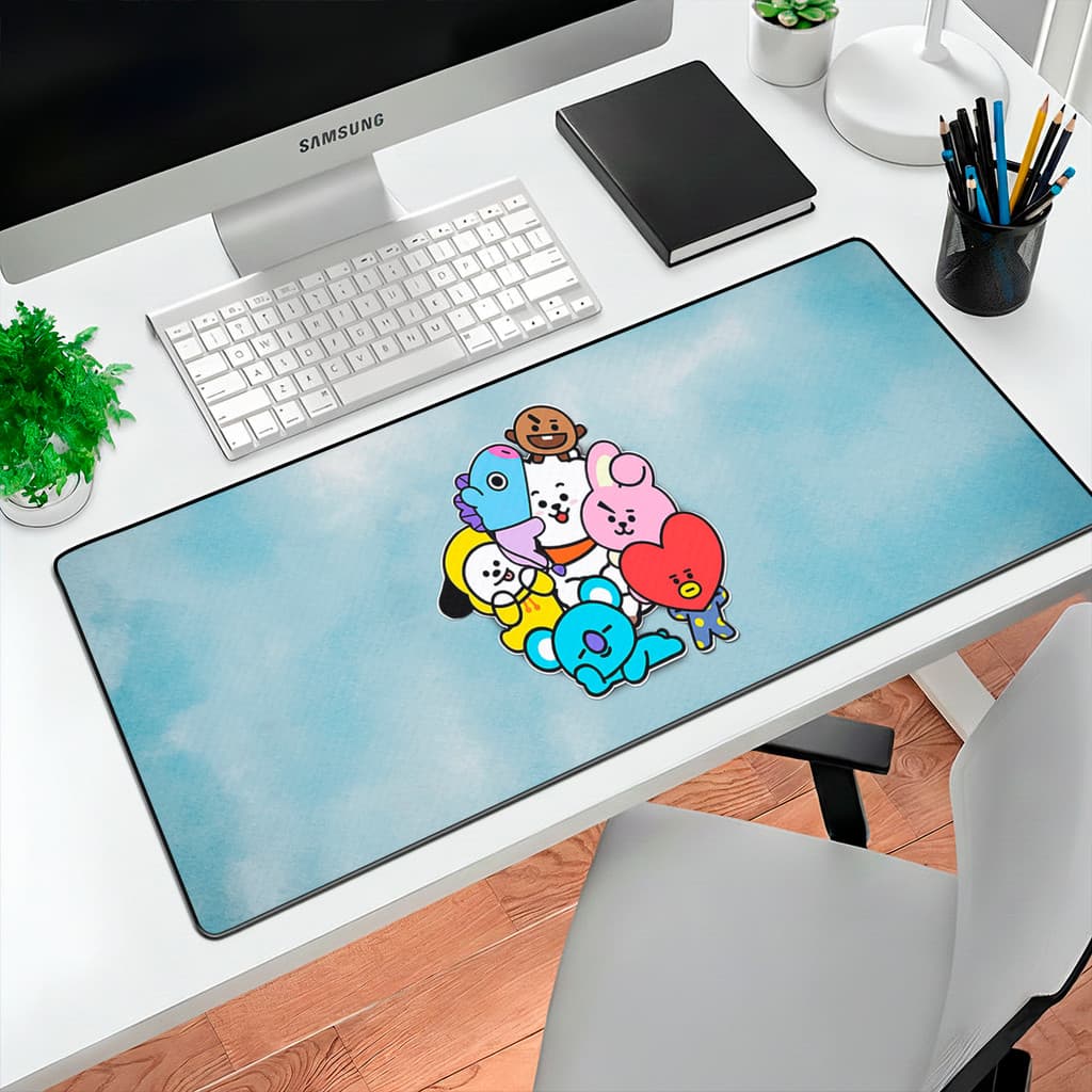 Mousepad 80x30 BT21 Gamer Grande Premium Para Setup Geek E Notebook Gamer