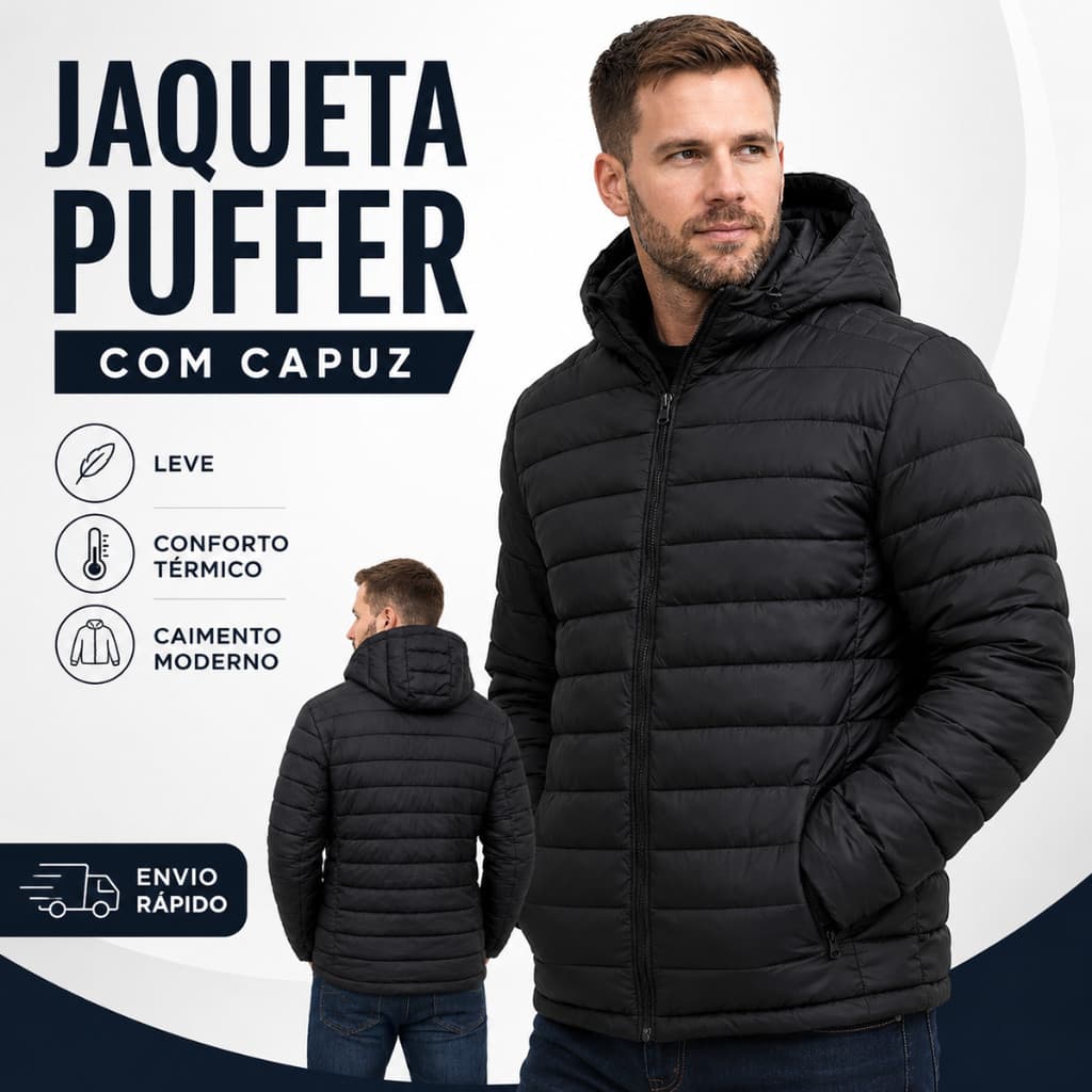 Jaqueta Puffer Bobojaco Corta Vento de Frio Impermeavel Gominho Casual Masculina Capuz Removivel