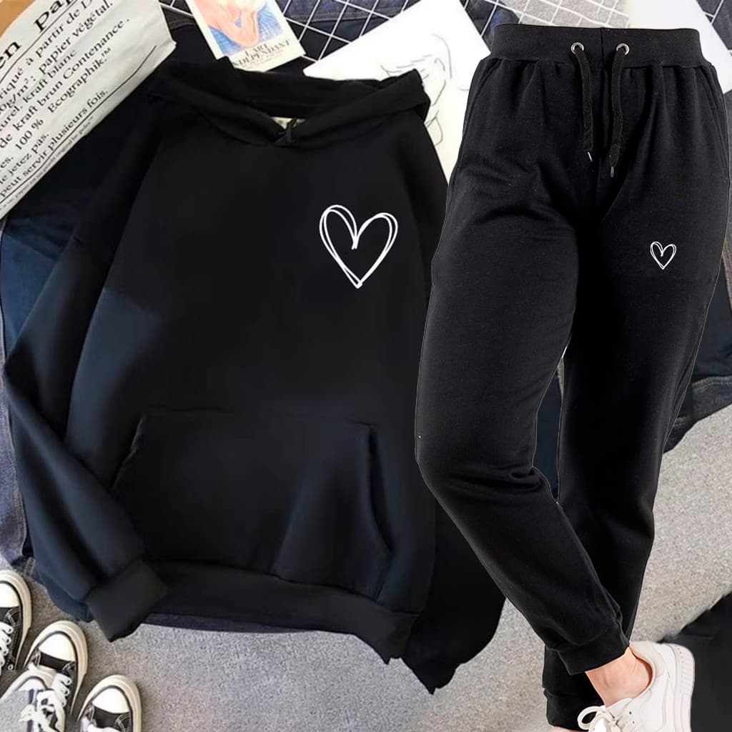Conjunto Moletom Feminino moletom flanelado abrigo quentinho CORAÇÃO Envio Imediato