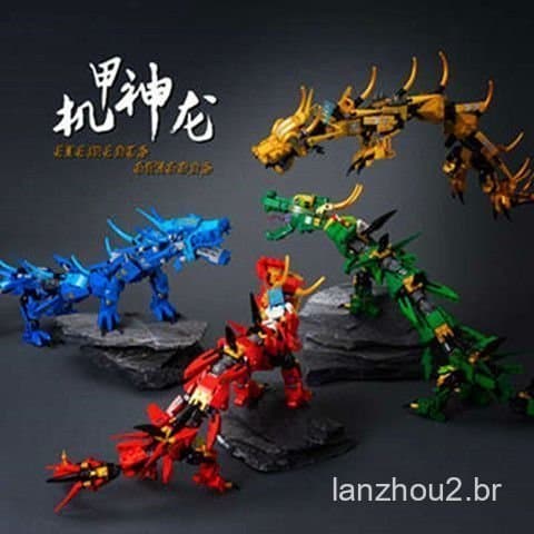Compatível com blocos LEGO Ninjago, quatro modelos de feras míticas chinesas, brinquedo de blocos de montar de dragão vo