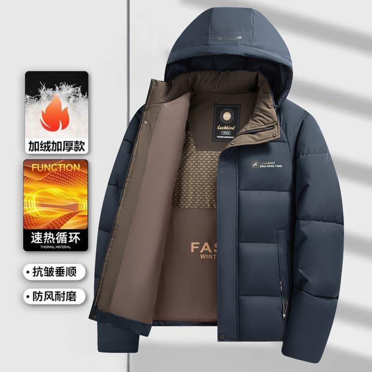 2025 Jaqueta acolchoada masculina de inverno espessada quente com capuz jaqueta acolchoada à prova de vento jaqueta de p