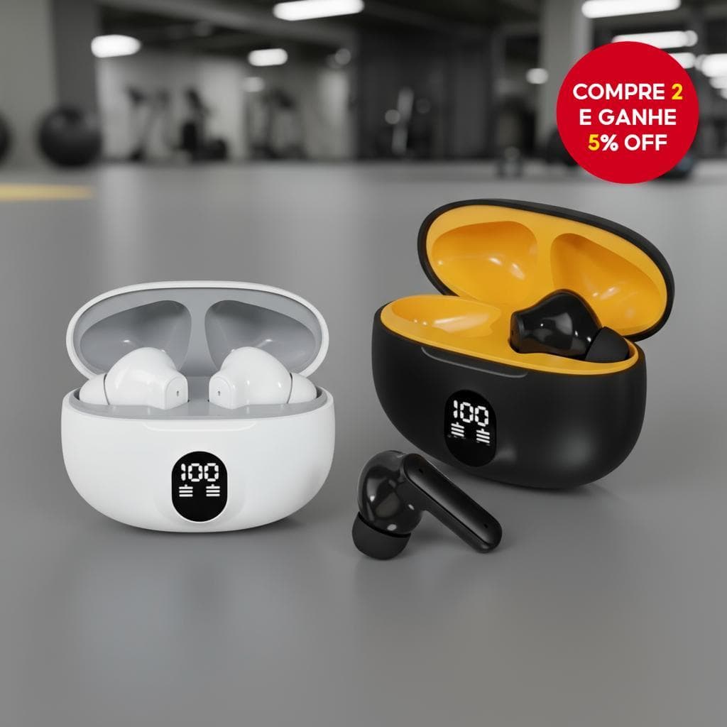  TWS 895 Fones de Ouvido Bluetooth Fones Sem Fio com Display LED Controle por Toque Fones Premium para Uso Diário