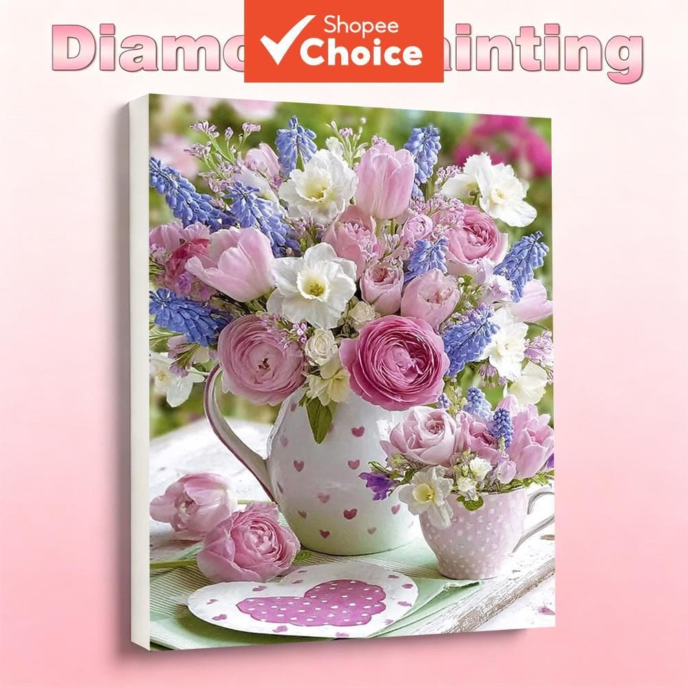Pintura Diamante Flor Diy 5D Broca Redonda Completa Vaso De Mosaico Bordado Peônia Lazer Criativo Strass Fotos Decoração