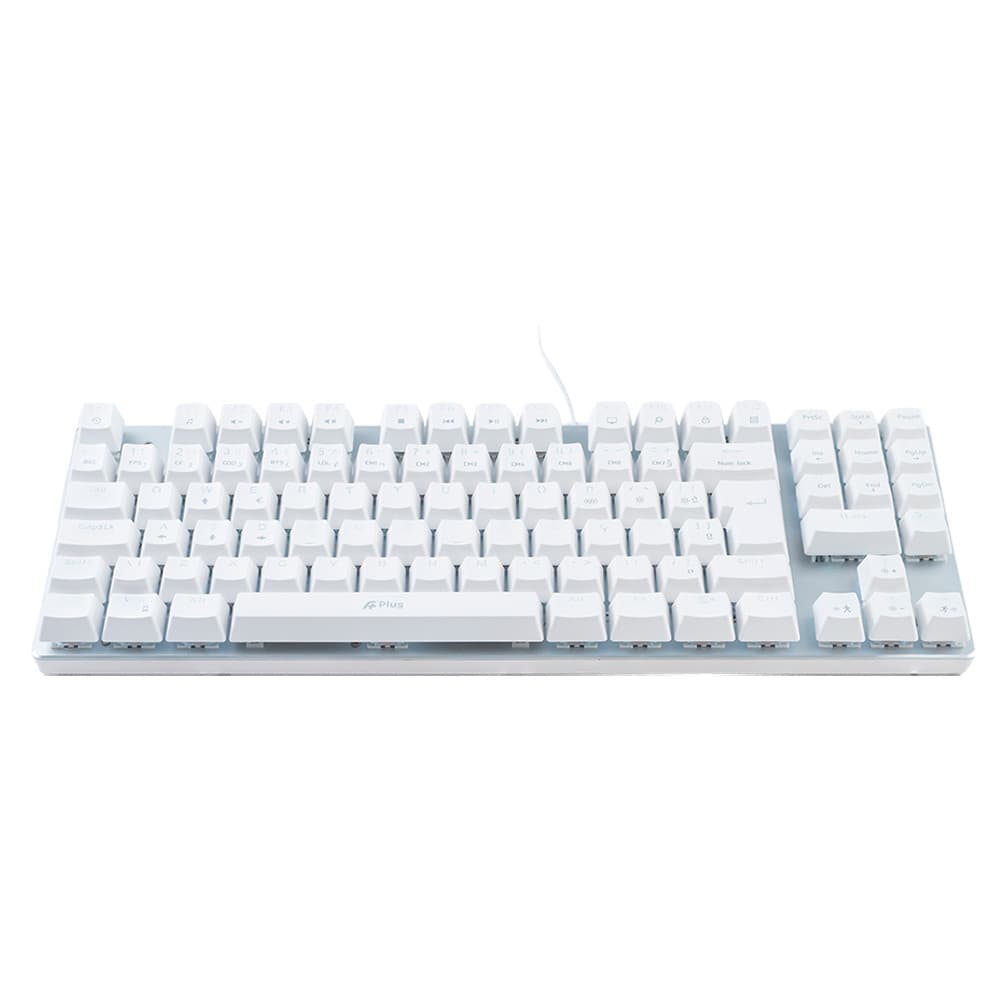 Teclado Gamer APlus Tech Barak white Led Mecânico Switch Blue AP-KB-3884W