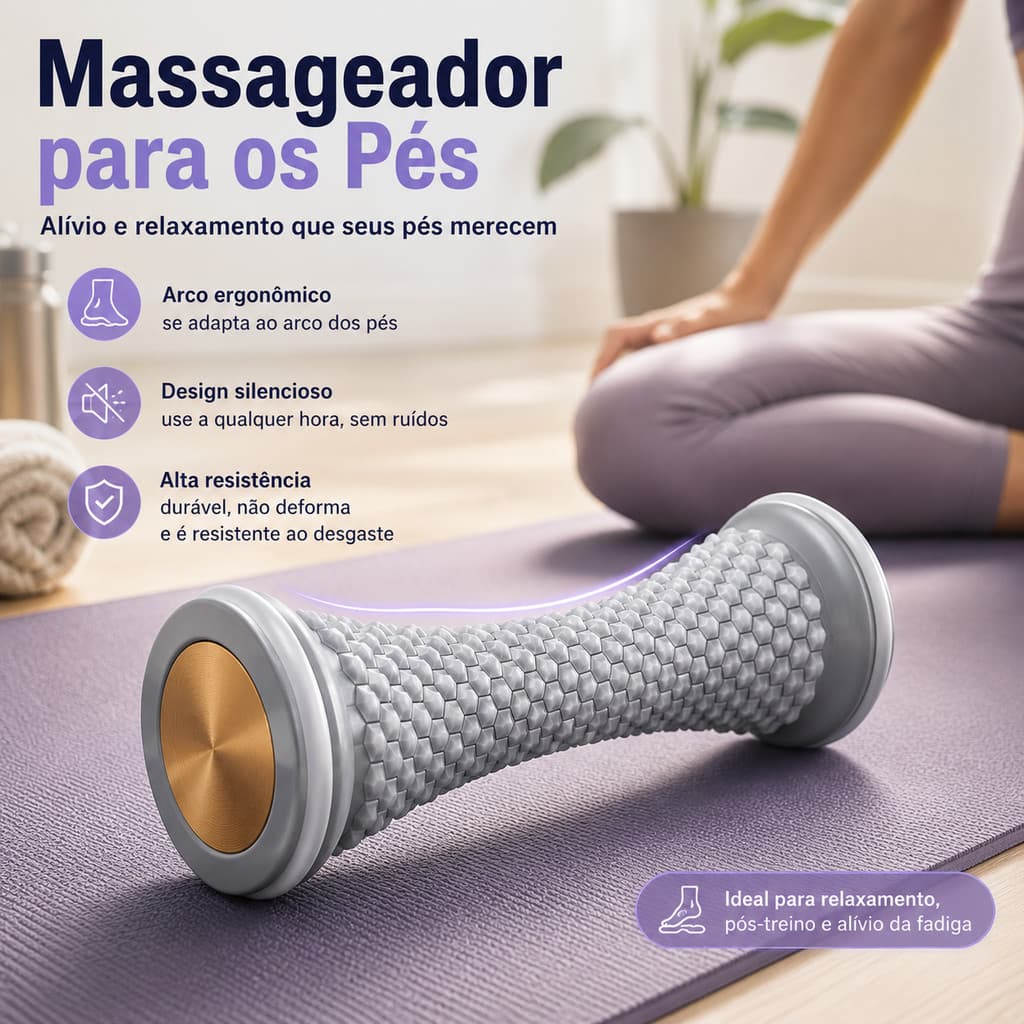 Massageador de Pés Rolo e Bola Massageadora Manual para Fáscia Plantar Relaxamento Muscular Alívio da Dor Portátil
