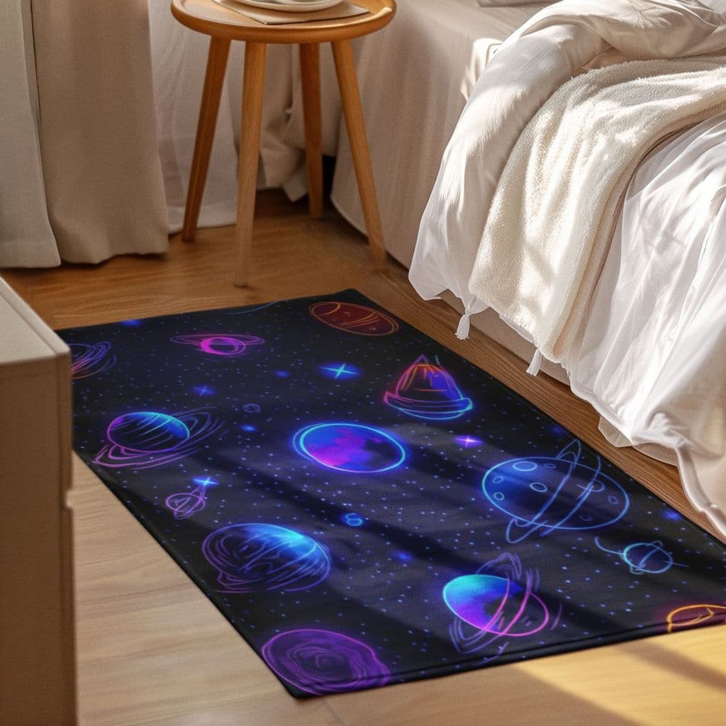 Tapete Sala Quarto Grande 118x70cm Decoração Antiderrapante Macio Space