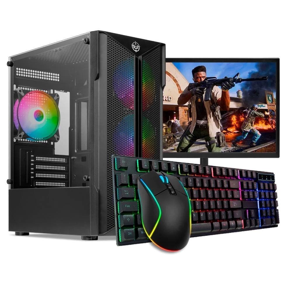 PC Gamer Forge, Intel Core i5, GT 1030 2GB, 8GB DE RAM, SSD 240GB, Completo com Monitor e Periféricos