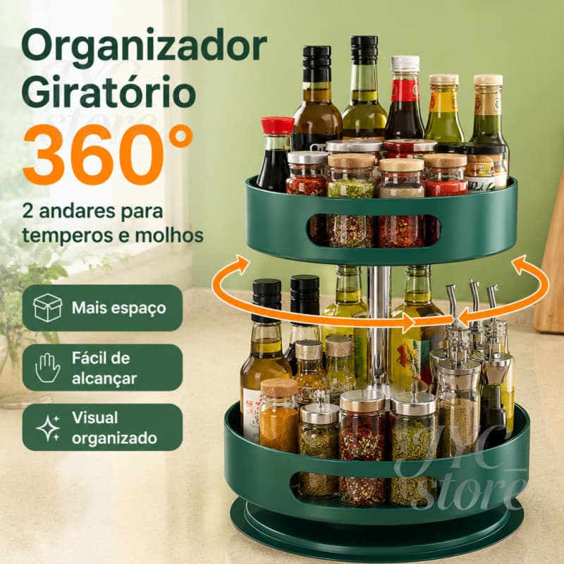Organizador de Armário e Cozinha Multiuso com 2 Andares Resistente
