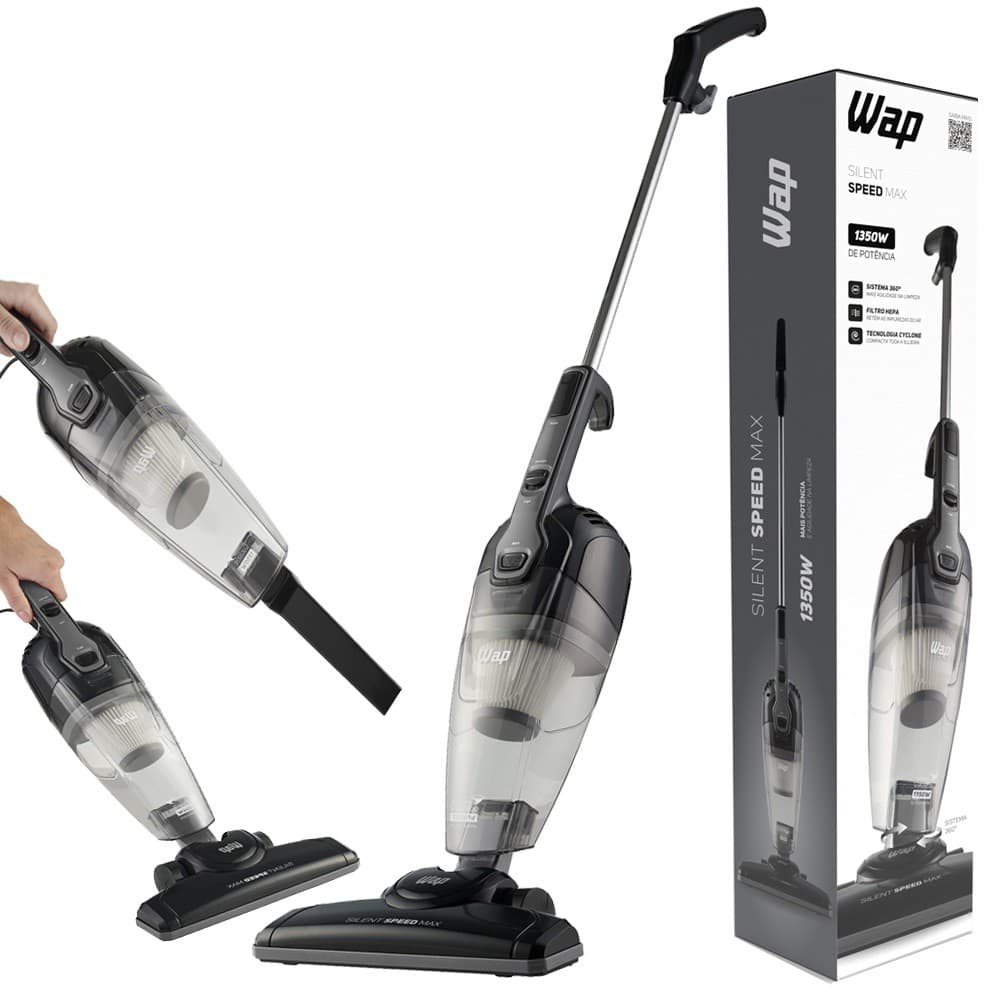Aspirador Pó Vertical 1350W 3x1 de Mão Vassoura Elétrica Articulado Silent Speed Max Wap