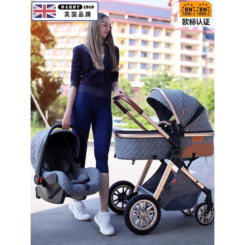 Carrinho de bebê importado britânico pode sentar-se pode deitado alta paisagem leve dobrável três em um carrinho de bebê
