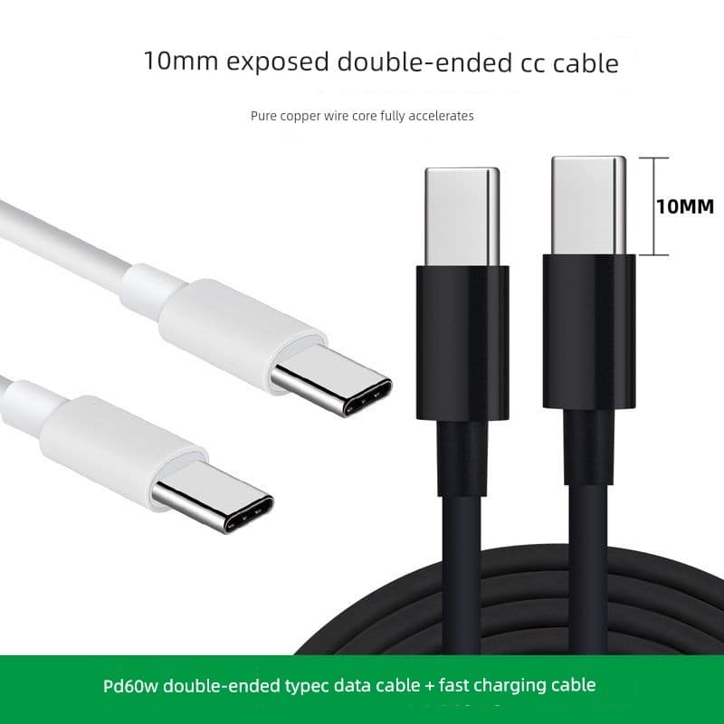 Carregador Celular USB‑C Importado Carregador rápido tipo c Kit Carregador + Cabo Tipo C Cobre puro PD60W Dual-Head Type
