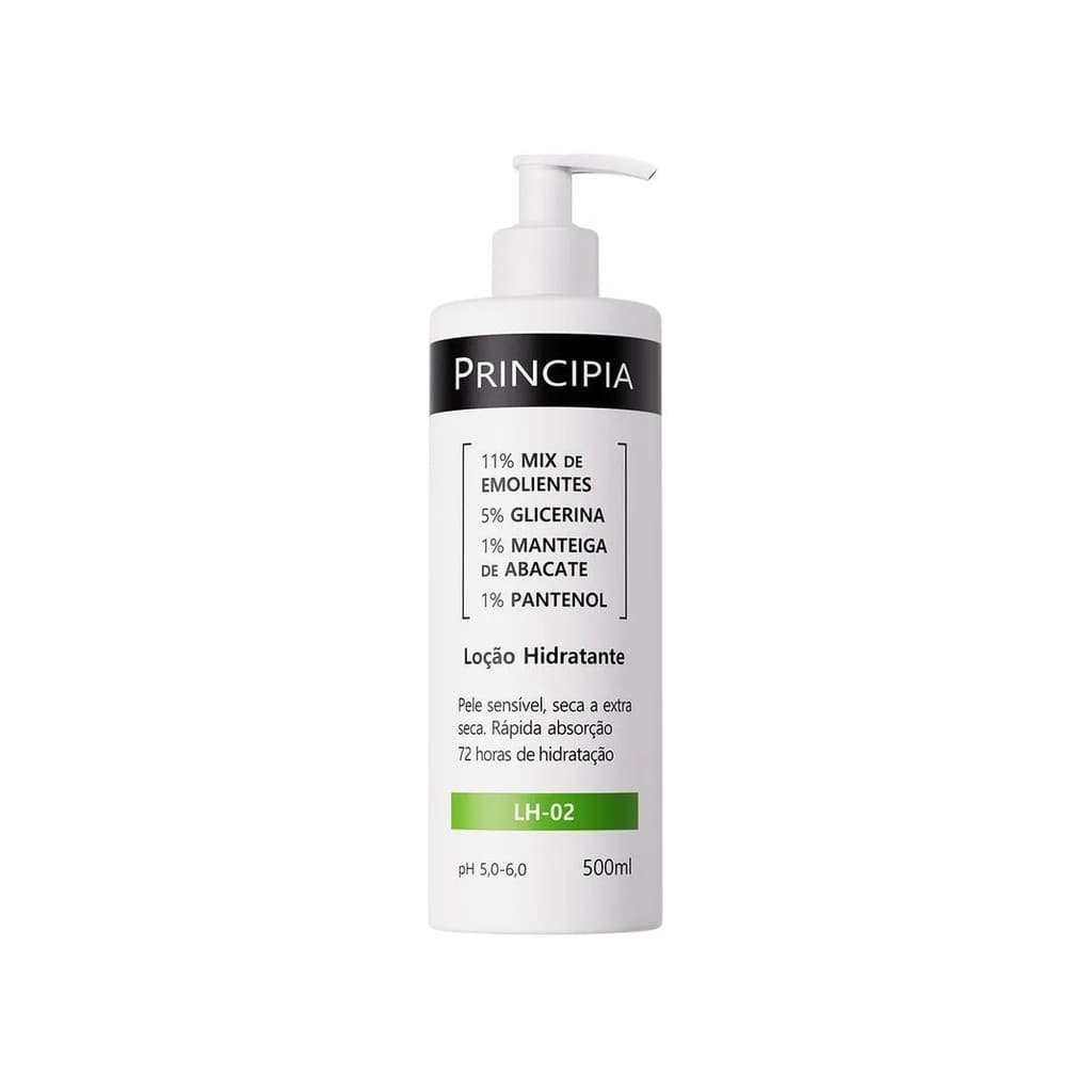 Loção Hidratante Principia LH-02 500ml Pele Sensível Seca Rápida Absorção Reparadora Suave Maciez