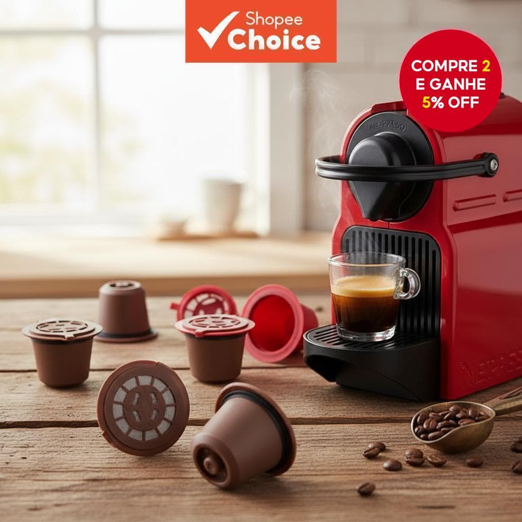  6PCS Cápsulas Reutilizáveis Compatíveis com Nespresso para Máquinas de Café, Cápsulas Recarregáveis de Expresso com