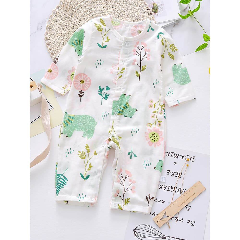 Roupas de bebê recém-nascido verão macacão fino menino bebê menina macacão gaze puro algodão seda pijamas