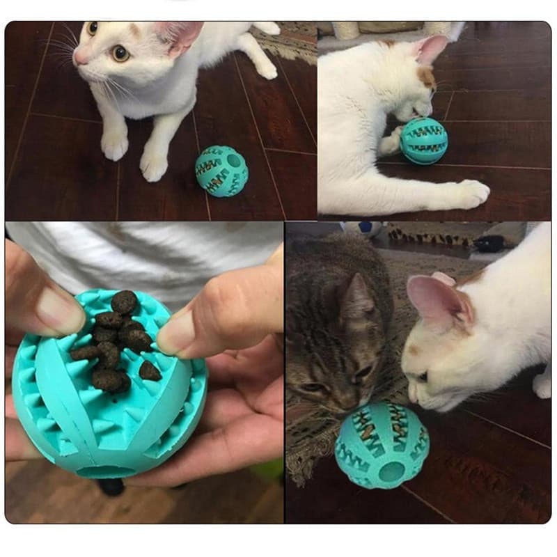 Bola de Borracha para Cachorro, Brinquedo Divertido para Cães e Gatos, Bola de Petisco para Limpeza dos Dentes, Brinqued