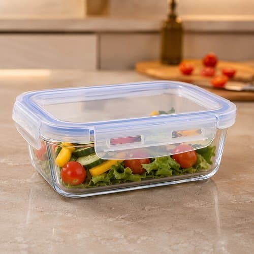 Pote Hermético 640ml Tampa de Vidro Vedação Silicone VerreLock™ Organizador de Alimentos