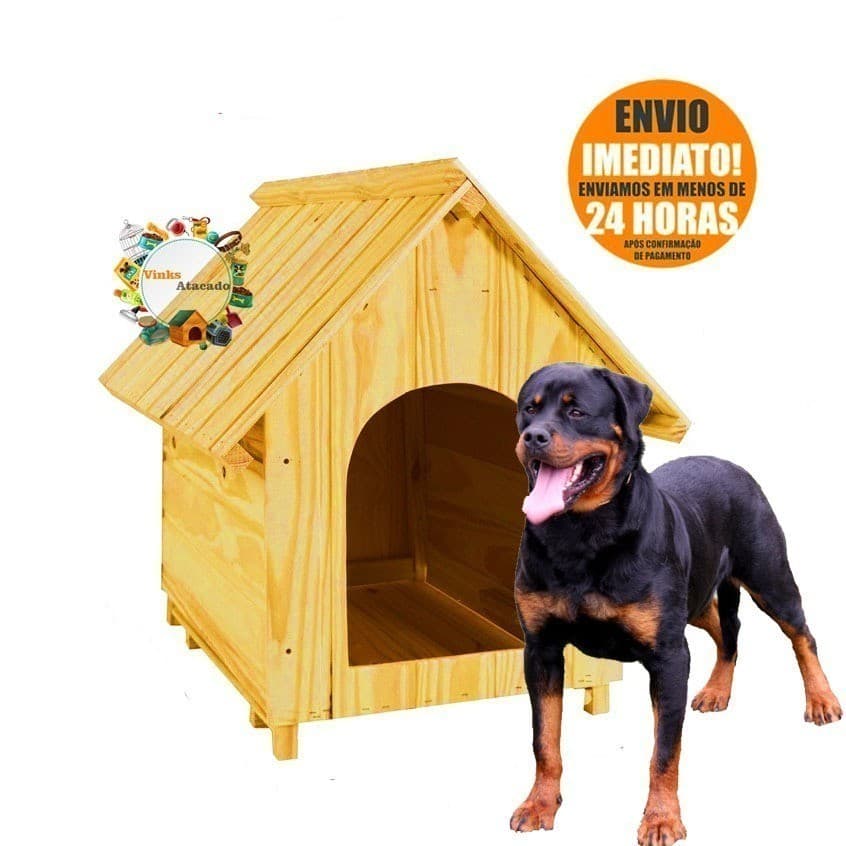Casinha Pet Grande de Madeira N7 Para Cachorro Cão Labrador Husky Siberiano Rottwailler Pitbul Fila Akita Casinha N7