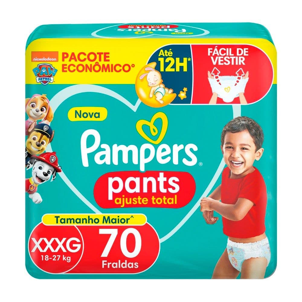 Fralda Pampers Pants Ajuste Total Tamanho XXXG 70 Unidades Descartáveis