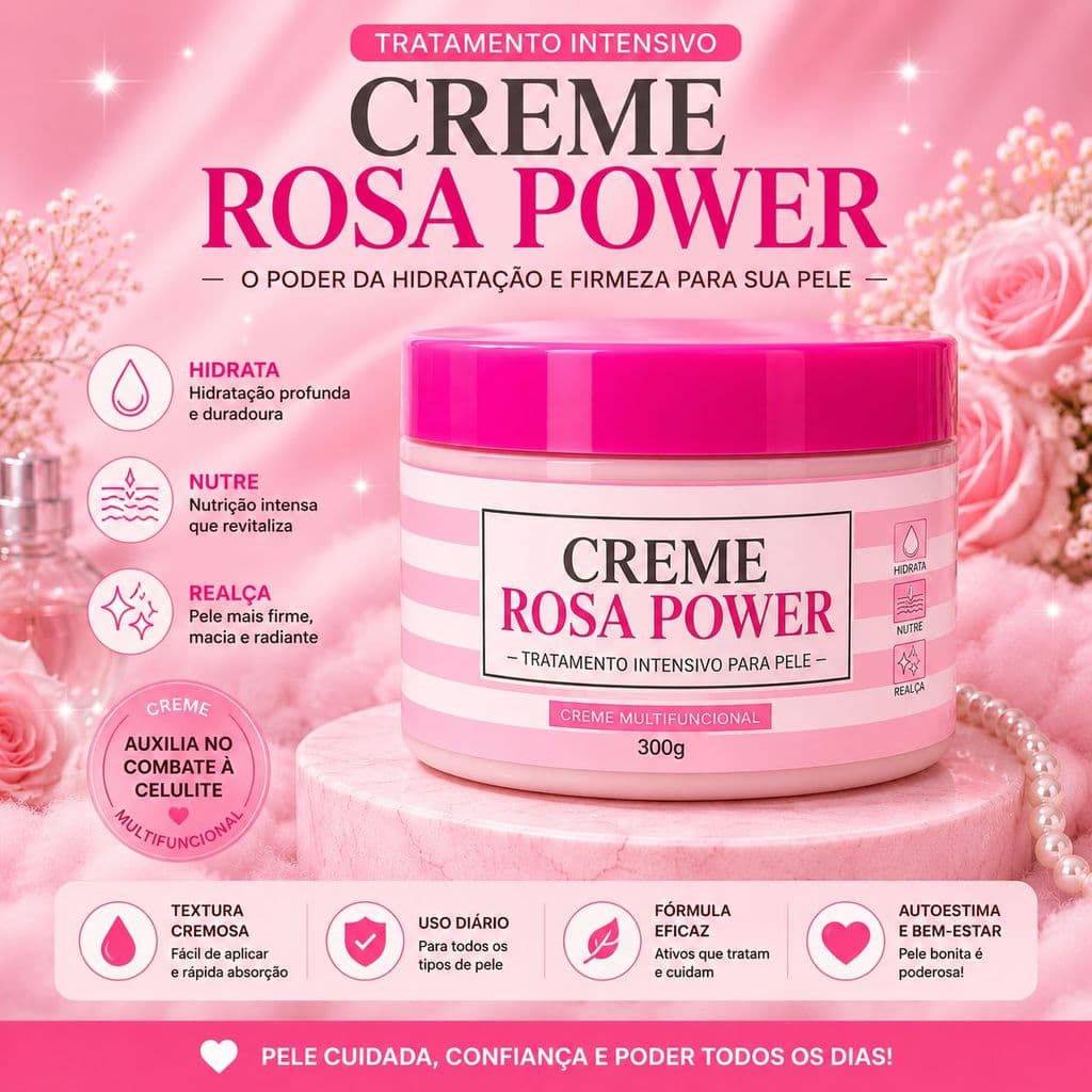 Creme Rosa Power 300g Hidratante corporal Multifuncional