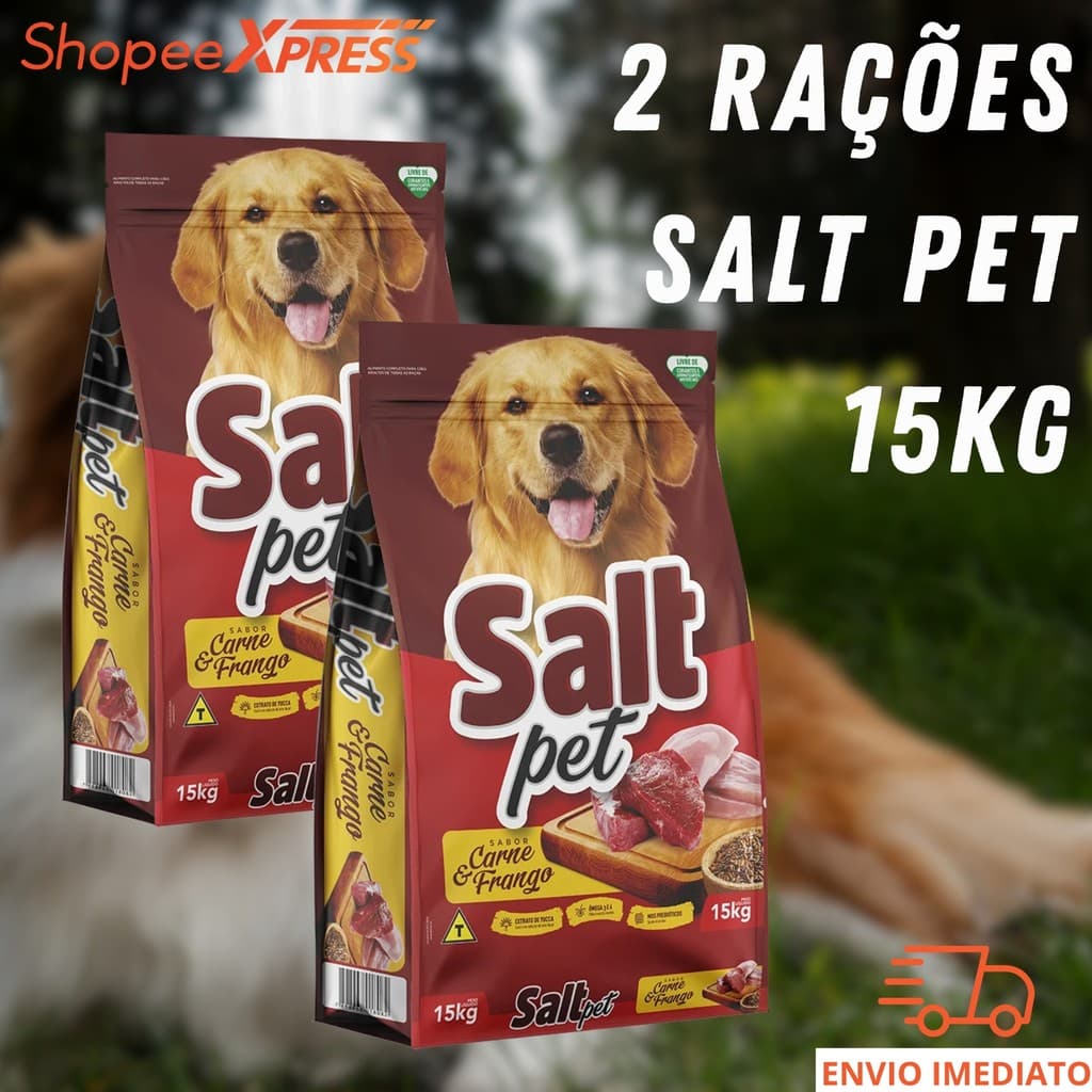 KIT 2 RAÇÃO CACHORRO SALT PET CARNE/FRANGO 15KG