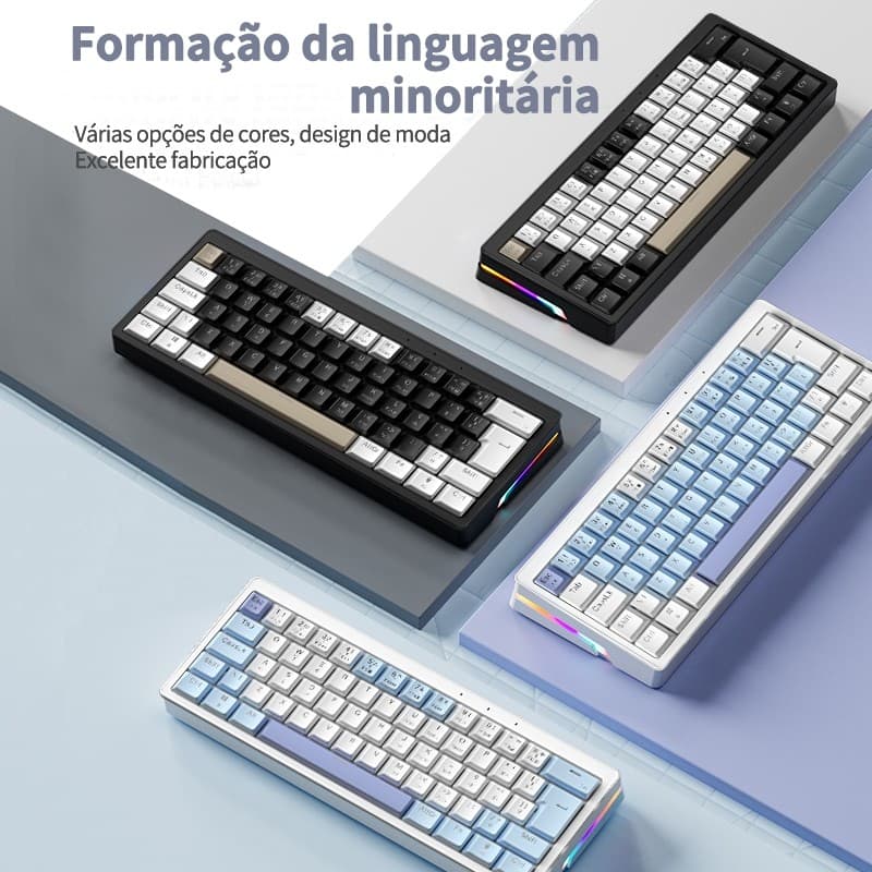 Teclado Mecânico Gamer 60% Silencioso 61 Teclas ABNT2 RGB Hot-Swap Jogos Compatível PC Xbox PS4 Mac
