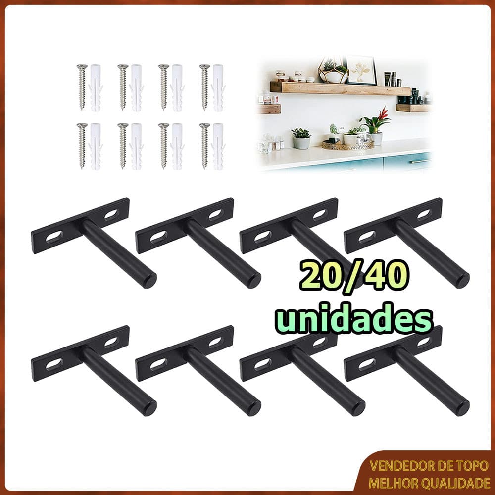 20/40 Preto Suportes para prateleiras suspensas montados na parede suportes invisíveis para prateleiras suportes oculto