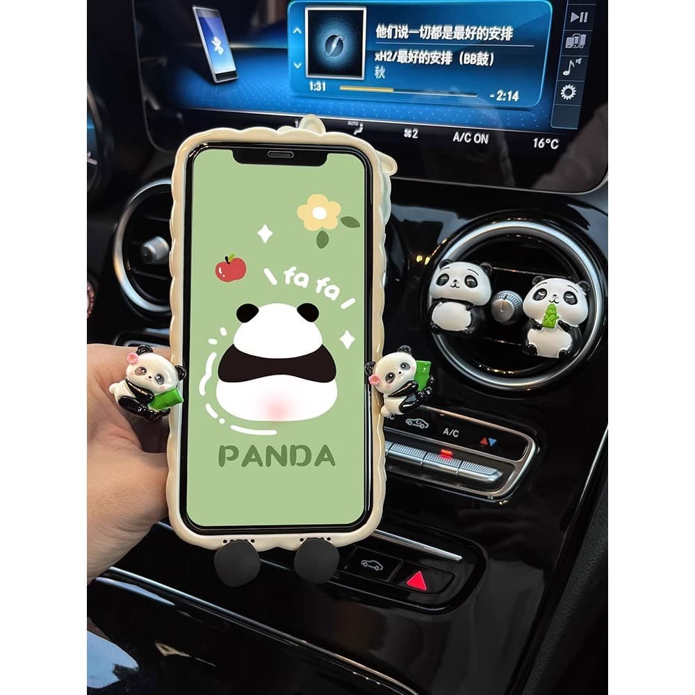 Suporte do telefone móvel do carro dos desenhos animados bonito Panda saída de ar navegação suporte quadro carro Univers